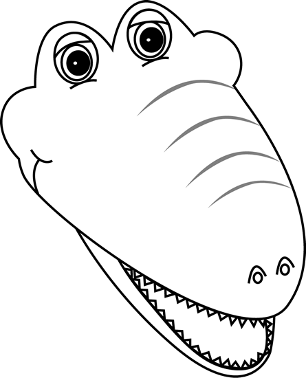 _Black_and_White_Right_Facing_Alligator_Face