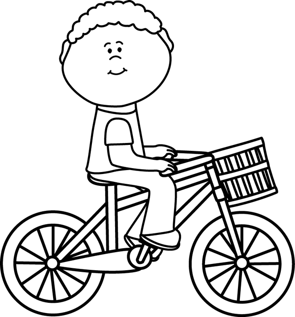 _Black_&_White_Boy_Riding_a_Bicycle_with_a_Basket