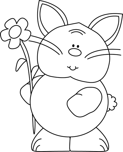 Black_and_White_Cute_Bunny_with_a_Flower