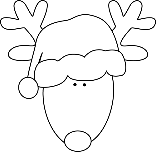 Black_and_White_Reindeer_Head_and_Santa_Hat