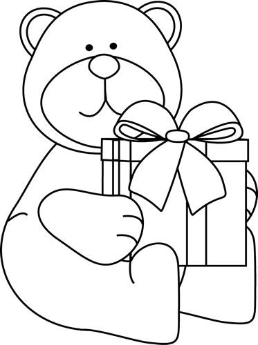 Black_and_White_Christmas_Bear_with_Gift