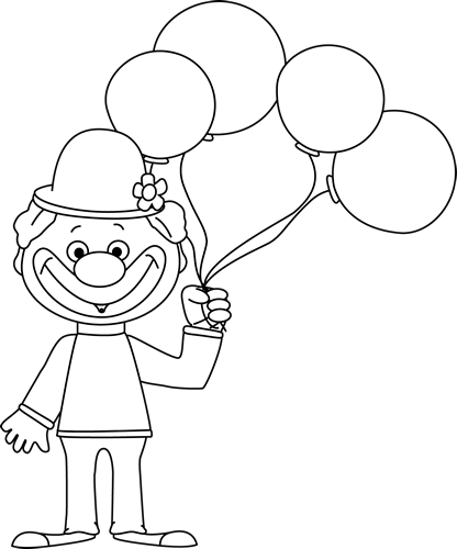 Black_and_White_Clown_with_Balloons