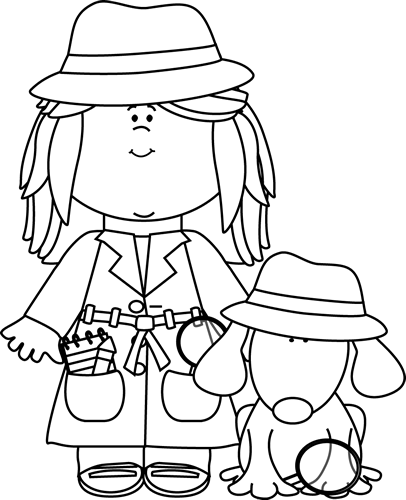 Black_and_White_Girl_Detective_with_Dog