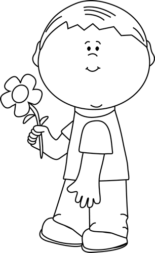 Black_and_White_Boy_Holding_a_Flower