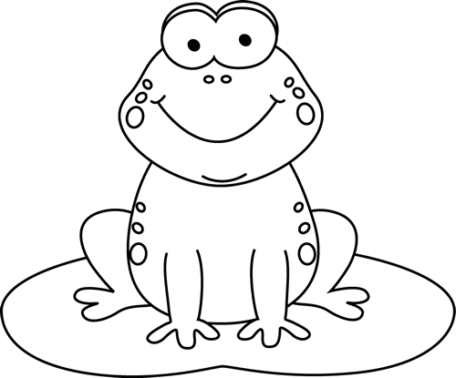 Black_and_White_Cartoon_Frog_on_a_Lily_Pad