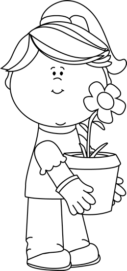 Black_and_White_Girl_Holding_a_Flower_Pot