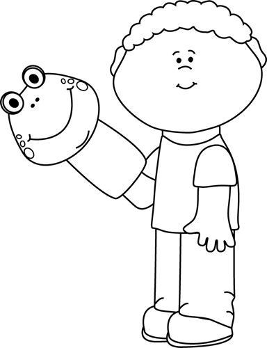 Black_and_White_Little_Boy_with_a_Puppet