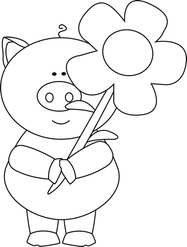 Black_and_White_Pig_Holding_a_Flower