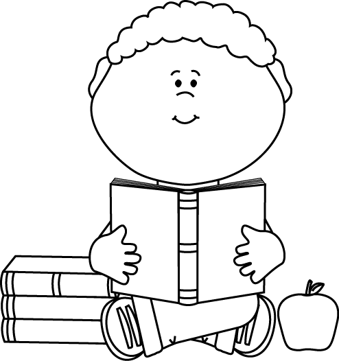 Black_and_White_Little_Boy_Reading_a_School_Book