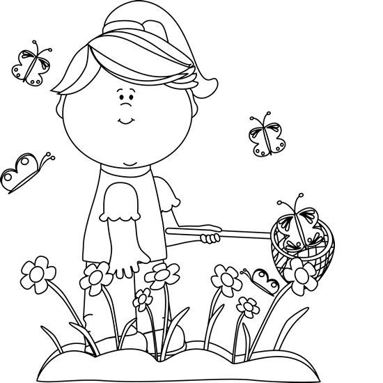 Black_and_White_Girl_Catching_Butterflies