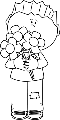 _Black_and_White_Boy_with_Valentine's_Day_Flowers